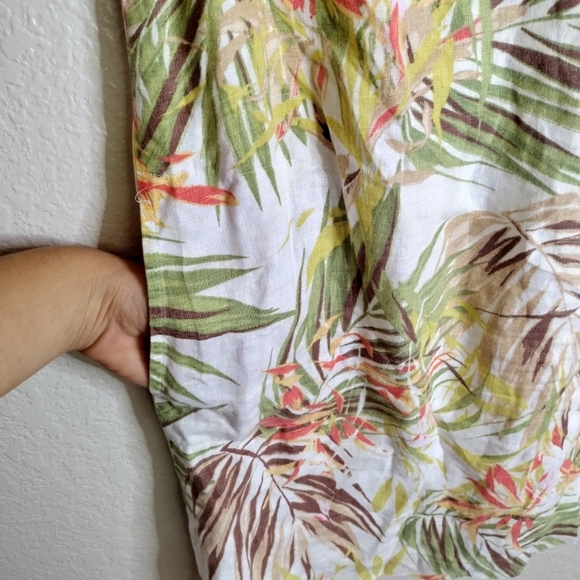 J. Jill Dress Shift Sundress Linen Tropical Palms Pockets Sz S Petite - Picture 5 of 10